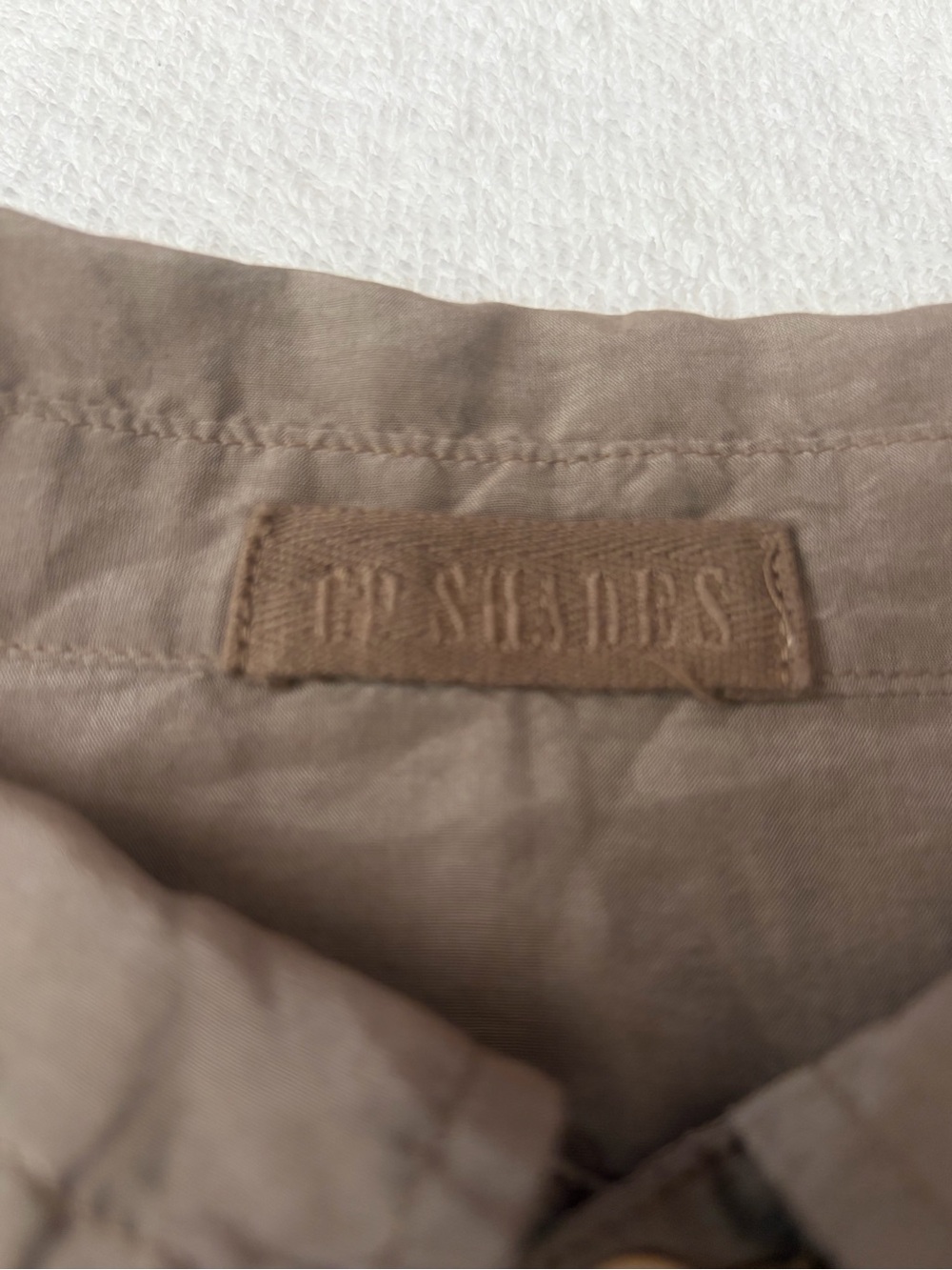 CP Shades Cotton Silk Blend Neutral Tan Button-Front Blouse Size Large - Picture 7 of 12